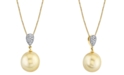 Macy's Cultured Golden South Sea Pearl (12mm) & Diamond Accent 18" Pendant Necklace in 14k Gold